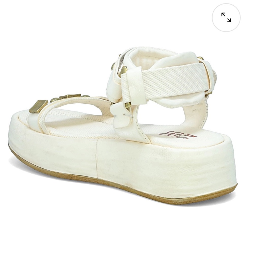 NWT A.S. 98 Size 41 / US 10.5-11 Fenix White Leather Platform European Sandals - Picture 3 of 10